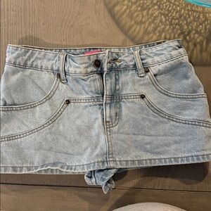 Edikted Light Blue Denim Shorts